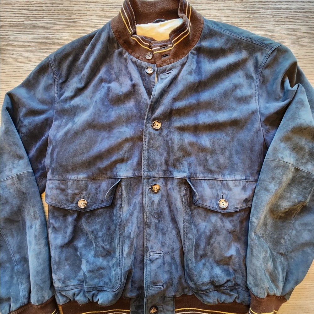 VTG 80s Tatiana Blue Suede Leather Bomber Jacket. Indie grittyboho streetwear